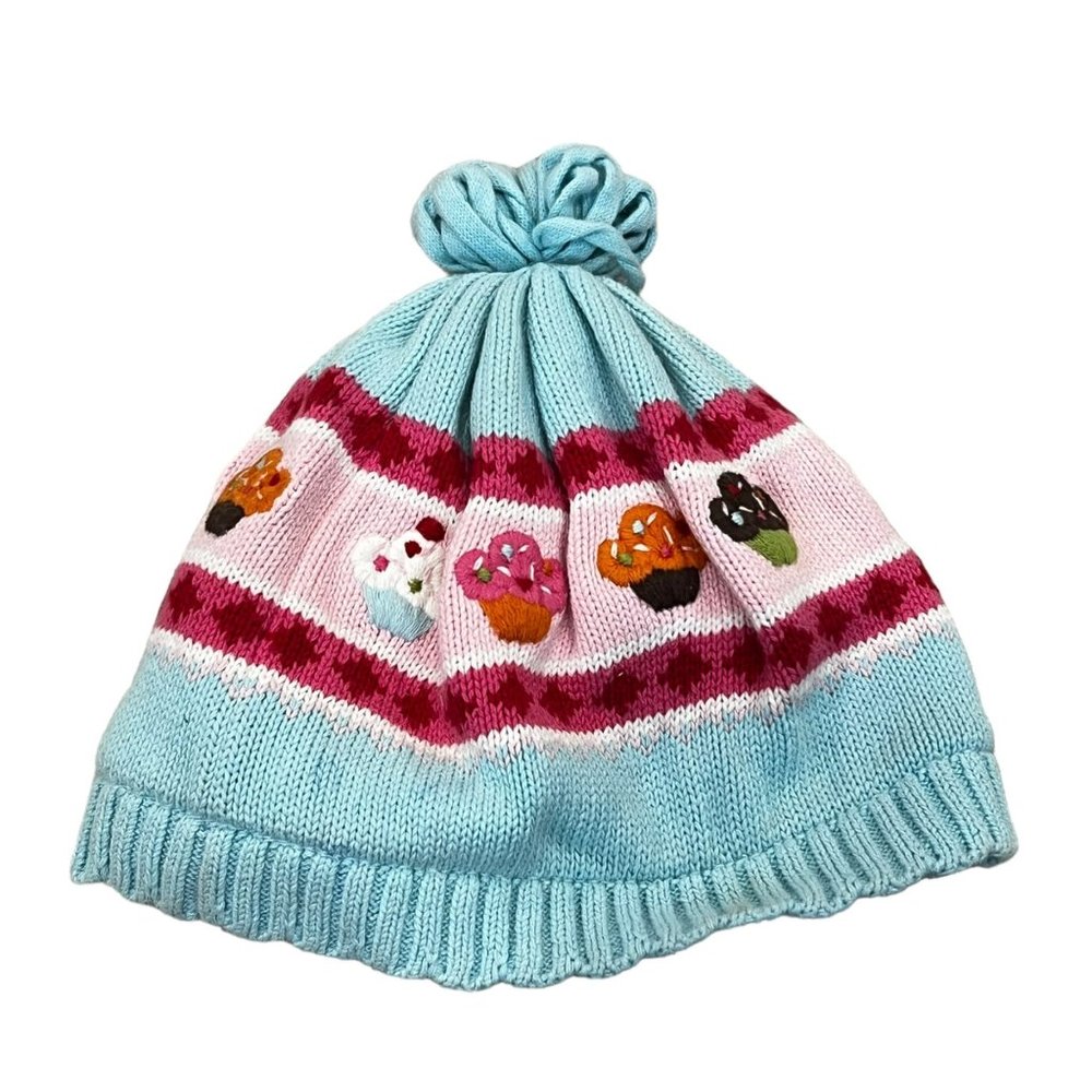 Gymboree Cupcake Cutie Blue Knit Winter Hat 2-3T